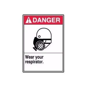  DANGER WEAR YOUR RESPIRATOR (W/GRAPHIC) Sign   14 x 10 