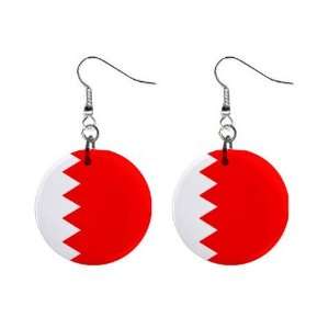  Bahrain Flag Button Earrings 
