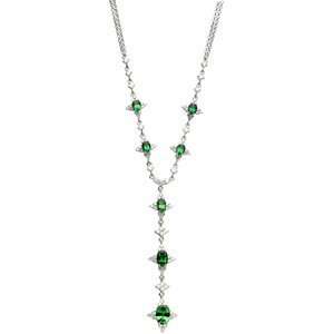   4X3,5X3,7X5 MM Genuine Tsavorite Garnet And Diamond Necklace: Jewelry