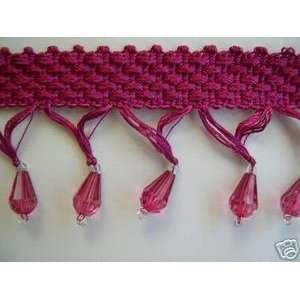 Magenta Pink Beaded Tassel Fringe 2 Inch By The Yard