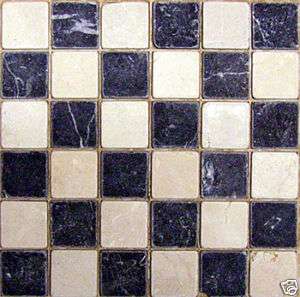 Tumbled Checkerboard Marble Mosaic Kitchen Bath Floor  