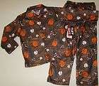 NWT Boys Brown Sports Flannel Pajamas TUFF GUYS 18 Mos.