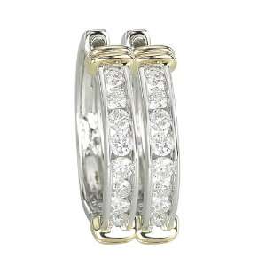   Gold 3/4 ct. Channel Set Diamond Huggie Earrings: Katarina: Jewelry