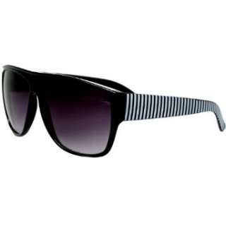  Candy Stripe Sunglasses (Black w/ White Stripes): Clothing