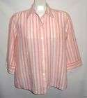 ST. TROPEZ WEST  Pretty Pink Striped Linen Shirt, Size Medium
