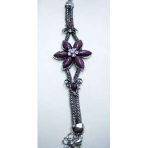  : Purple Flower Design Tibetan Tribal Metal Bracelet: Everything Else