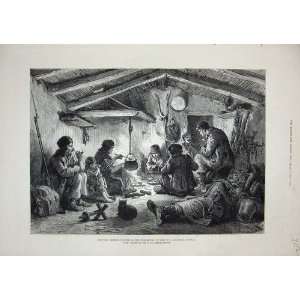   1878 War Russian Soldiers Bulgarian Cottage Food Fire
