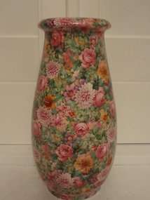 Rare! Vintage Crown Ducal Ware Pink Chintz 9 Vase A G Richardson & Co 