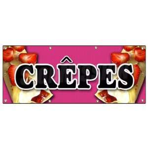  36x96 CREPES BANNER SIGN crepe thin pancake strawberry 