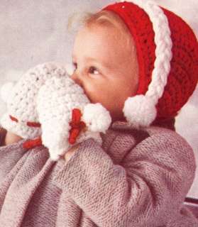 Trimmed Baby Cap Hat Bonnet Mittens Crochet Pattern  