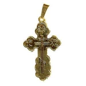  Three Barred Christian Orthodox Cross Gold 14KT 