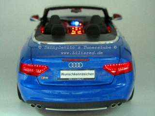 Audi S5 Cabrio sprintblue blue 1:18 light LED xenon lighting 19 real 