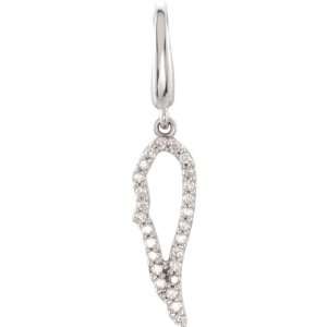  14k White Gold and Diamond Angel Wing Charm (1/8 Cttw, GH 