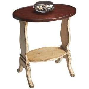  Vanilla and Cherry Wood Oval Accent Table: Home & Kitchen