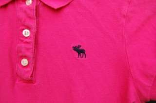 Abercrombie and Fitch stretch hot pink cap sleeve polo shirt top size 