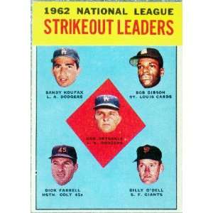  Topps Card of 1962 NL Strikeout Leaders #9 Koufax