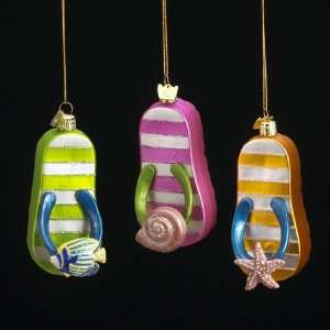  Club Pack of 12 Beach Party Flip Flop Hand Blown Glass 