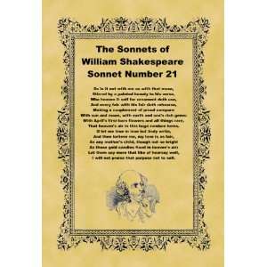   10cm) Art Greetings Card Shakespeare Sonnet Number 21: Home & Kitchen