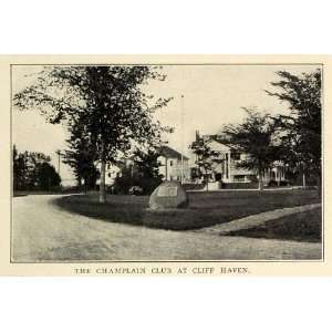  1909 Print Champlain Club Cliff Haven New York Lake 