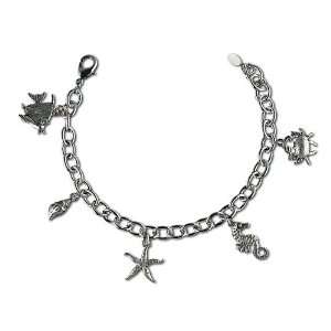 : The Beach Creatures Charm Bracelet with Tropical Fish, Conch Shell 
