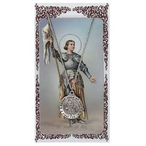    Pewter St. Joan of Arc Medal & 18 Chain, Prayer Card Set. Jewelry