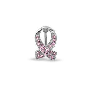  014 Gauge Awareness Ribbon Top Down Belly Button Ring with 