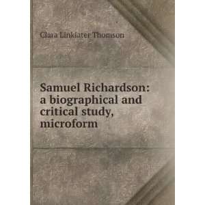   critical study, microform Clara Linklater Thomson  Books