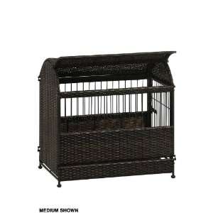   All weather Wicker Dog House, LARGE, TEA TAN BLACK: Home Improvement