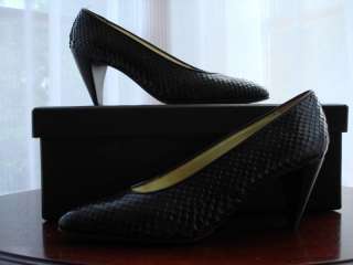 NEW WALTER STEIGER ITALY BROWN SNAKE CLASSIC PUMPS HEELS SHOES 7 US 37 