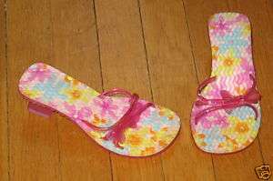 Girls Pink Floral Jelly Pool Sandals Shoes 12 13  
