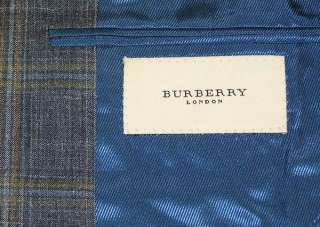 Burberry London Mens 42R Gray Plaid 2 Btn Sportcoat Blazer Silk Wool 