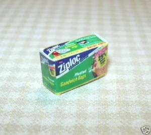 Miniature Green Sandwich Baggies Box for DOLLHOUSE  