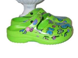 BUTTERFLY GIRLS GIRLS LIME GREEN CLOGS SHOES SIZE 1/2  
