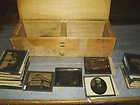 Vintage GLASS SLIDES 3 1/4 X 4 inches. In Old Wooden Case