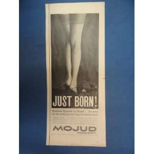   Ad, Just Born! woman standing on bird nest. 1959 Vintage Magazine Ad