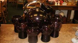 Cambridge Amethyst Ball Pitcher and Six 12 ou. Tumblers  