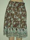 BANANA REPUBLIC Brown Cotton Silk Floral Silk Skirt Sz 