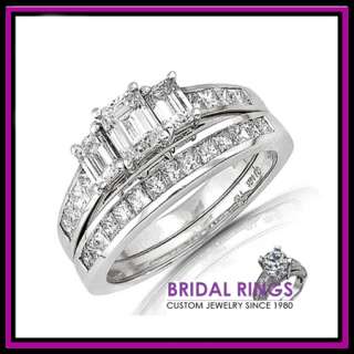 25ct Emerald Diamond Wedding Bridal Ring Set 14K Gold  