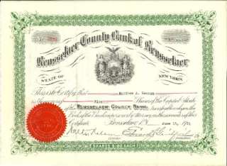 Rensselaer County Bank of Rensselaer, New York Stock  