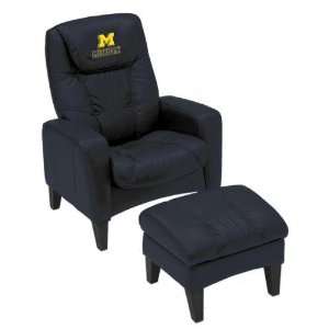 Michigan Wolverines Leather Casual Chair & Ottoman/Stool:  