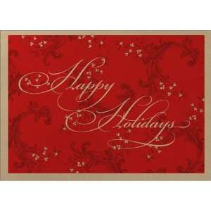  Red Paisley Happy Holidays   100 Cards 