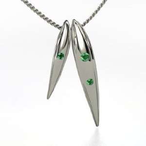  Quill Pendant Set, Sterling Silver Necklace with Emerald 