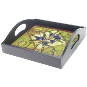  Certified International Olio 4 Tile Wood Tray with Handles 