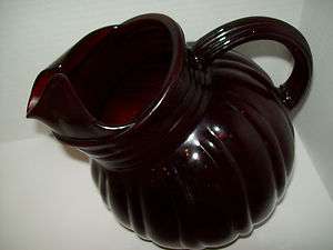ANCHOR HOCKING ROYAL RUBY RED SWIRL TILTED PITCHER  