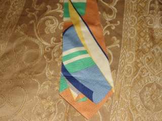   /GREEN/WHITE MENS SILK FORMAL NECK TIE  HAND PRINTED IN ITALY  