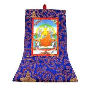  Buddha Stupa Shakyamuni ~ Mini Tibetan Thangka ~ Blue ~ 8 