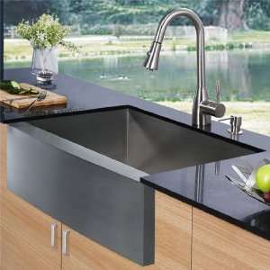  Vigo VG15003 armhouse Stainless Steel Kitchen Sink Faucet 