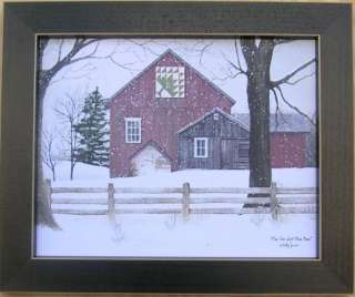 Pine Tree Quilt Block Barn Framed Country Picture Print  