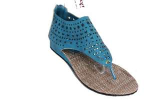 Berry II Stylish Thong Ankle Wrap Sandal   Blue