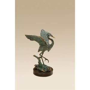  Single Brass Dancing Heron Desk Statue